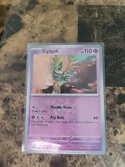 Reverse Holo Sigilyph 081/191 Common SV08: Surging Sparks Pokemon - Image 1