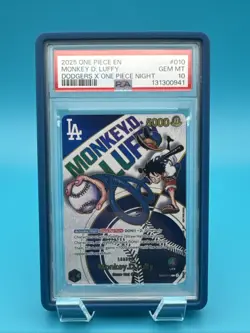 2025 ONE PIECE PROMO EB02 010 DODGERS X ONE PIECE NIGHT MONKEY D LUFFY PSA 10 - Image 1