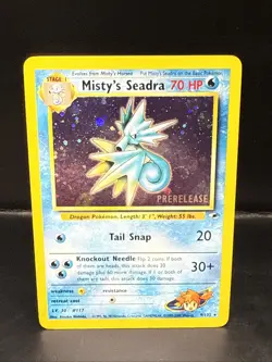 Pokemon TCG Misty's Seadra Holo Rare Gym Heroes Prerelease 9/132 BA Swirl - Image 2