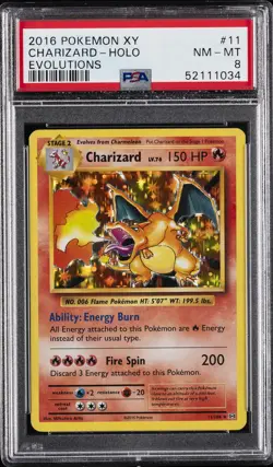 2016 POKEMON XY EVOLUTIONS #11 CHARIZARD-HOLO PSA 8 - Image 1