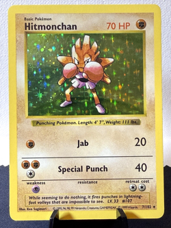 Pokemon TCG: 1999 Base Set Shadowless Hitmonchan 7/102 Holo Rare LP - Image 1