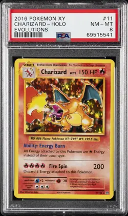 2016 POKEMON XY EVOLUTIONS #11 CHARIZARD-HOLO PSA 8 - Image 1