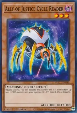 Ally Of Justice Cycle Reader, HAC1-EN089, Comon, 1st Ed, NM Yugioh - Image 1