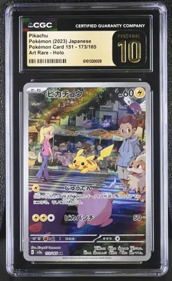 CGC 10 PRISTINE Pikachu 173/165 Art Rare 151 Holo Japanese 2023 Pokemon Card - Image 1