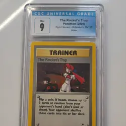 CGC 9 The Rocket's Trap 19/132 Gym Heroes Holo Pokemon Card - Image 1