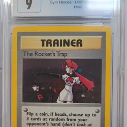 CGC 9 The Rocket's Trap 19/132 Gym Heroes Holo Pokemon Card - Image 3