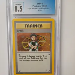 CGC 8.5 Brock 2000 Gym Heroes 15/132 Holo Pokemon Card - Image 1