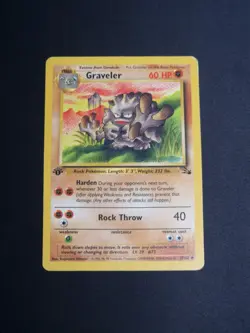 Graveler 1st Edition 37/62 Non Holo Pokemon Card Vintage Fossil Moderate Play - Image 1
