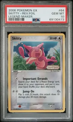 2006 Pokemon EX Legend Maker 64 Skitty Reverse PSA 10 Gem Mint - Image 1