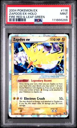 2004 POKEMON EX FIRE RED & LEAF GREEN #116 ZAPDOS EX-HOLO PSA 9 - Image 1