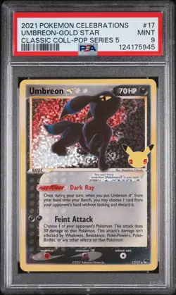 2021 POKEMON CELEBRATIONS CLASSIC COLL #17 UMBREON-GOLD STAR PSA 9 - Image 1