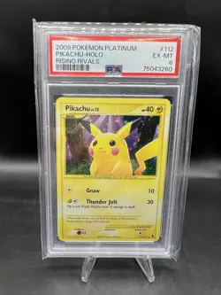 2009 POKEMON PLATINUM RISING RIVALS #112 PIKACHU-HOLO RISING RIVALS PSA 6 EX -MT - Image 1