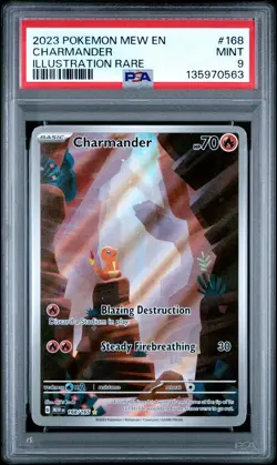 2023 POKEMON MEW EN-151 ILLUSTRATION RARE #168 CHARMANDER PSA 9 - Image 1