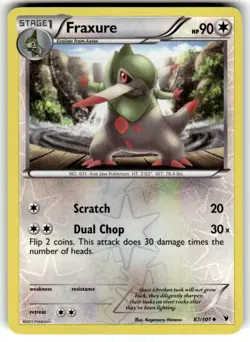 Pokemon TCG Fraxure 87/101 Noble Victories Reverse Holo NM - Image 1