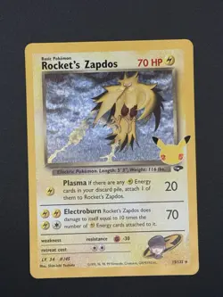 2021 Pokemon Celebrations Classic Collection Rockets Zapdos Holo 15/132 NM - Image 1