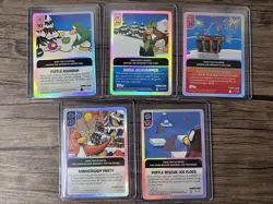 Topps Club Penguin Card Jitsu Lot: Collector's Tin + 5 Holos and 38 Base Cards - Image 2