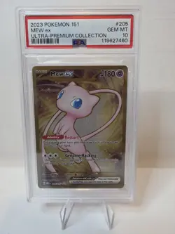 2023 Pokemon Mew ex Full Art 151 UPC Gold Metal Promo Card 205/165 PSA 10 GEM MT - Image 1