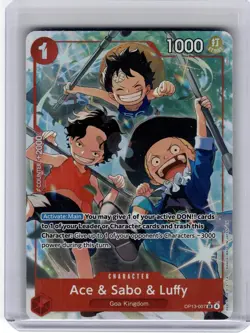 2024 One Piece Card Game Ace & Sabo & Luffy Carrying on His Will Rare #OP13-007 - Image 1