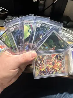 Pokemon TCG Card Lot Full Arts & EXs + 4 Mystery Graded Slabs, Stickers, & Case - Image 1