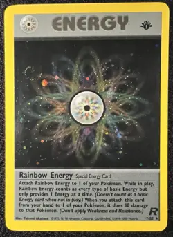 1st Edition Rainbow Energy 17/82 Team Rocket Pokemon TCG w/ 💫 SWIRL - LP - Image 1