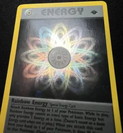 1st Edition Rainbow Energy 17/82 Team Rocket Pokemon TCG w/ 💫 SWIRL - LP - Image 3