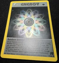 1st Edition Rainbow Energy 17/82 Team Rocket Pokemon TCG w/ 💫 SWIRL - LP - Image 4