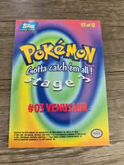 1999 Topps Pokemon The Movie Blue Logo SILVERFOIL Venusaur #3 E3 of 12 - Image 2