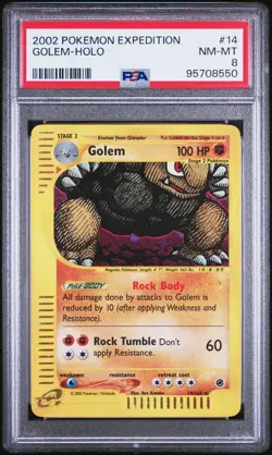 2002 Pokemon E-Series Expedition #14 Golem Holo PSA 8 Graded TCG - Image 1