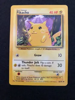 Pikachu 58/102 yellow cheeks Base Set Regular Near Mint (NM) Pokemon TCG vintage - Image 1