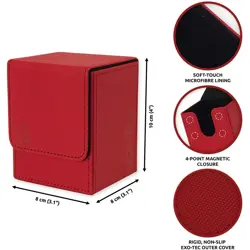 Vault X Premium Deck Box - Large Size for 80+ Sleeved Cards - PVC Free (RED) NEW - Image 2