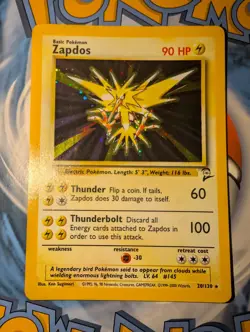 1999-2000 WOTC Pokemon Base Set 2 Zapdos 20/130 Holo Card (NM) - Image 1