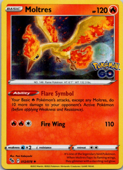 Moltres 012/078 2022 Pokemon GO Set Pokemon Card TCG Nintendo Holo Rare - Nm/Vlp - Image 1