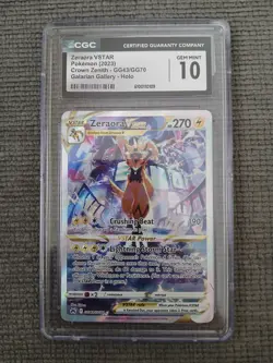 Pokemon TCG Zeraora VSTAR GG43/GG70 CGC Gem Mint 10 Crown Zenith 2023 - Image 1