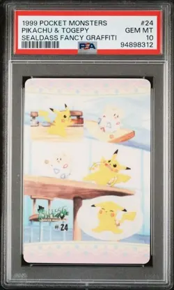 Pokemon PSA 10 Pikachu & Togepy #24 Sealdass Fancy Graffiti 1999 Japanese - Image 2