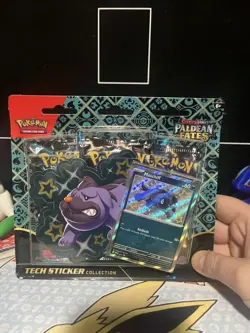 Pokemon Paldean Fates Tech Sticker Collection - Maschiff - With 3 Booster Packs - Image 2