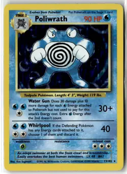 Poliwrath ⭐ 13/102 Holo Rare Base Set 1999 Pokemon LP - Image 1