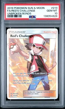 2019 Pokemon Sun and Moon Unbroken Bonds Red's Challenge #213 PSA 10 - Image 1