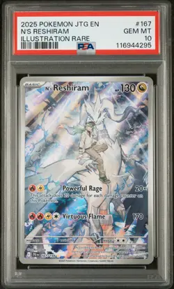 2025 POKEMON JTG EN-JOURNEY TOGETHER ILLUSTRATION RARE #167 N'S RESHIRAM PSA 10 - Image 1