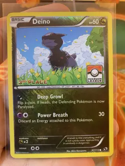 2013 Pokemon Legendary Treasures Deino 97/113 Pokemon League 3rd Place - NM #3 - Image 2
