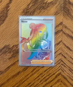 Pokemon TCG Nessa 196/185 Vivid Voltage Holo Rainbow Secret Rare NM - Image 1