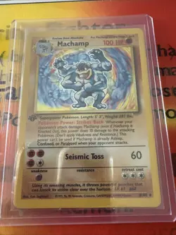 Pokemon TCG Machamp Base Set 8/102 Holo 1st Edition Holo Rare - Image 1
