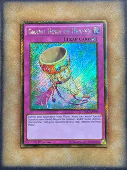 Yugioh Grand Horn of Heaven PGL3-EN040 Gold Secret Rare 1st Ed NM - Image 1