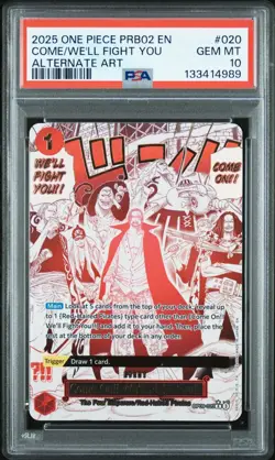 2025 ONE PIECE OP09-020 PRB02 COME WE'LL FIGHT YOU EVENT ALT ART SHANKS PSA 10 - Image 1