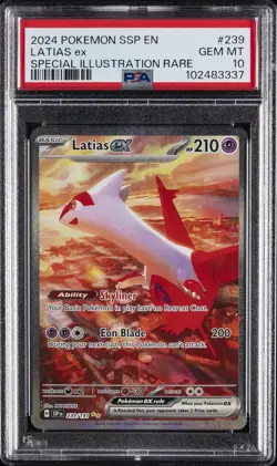 2024 POKEMON SSP EN-SURGING SPARKS SPECIAL ILLUSTRATION RARE LATIAS EX PSA 10 - Image 1