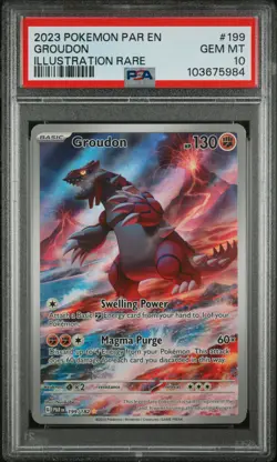 2023 POKEMON PAR EN-PARADOX RIFT ILLUSTRATION RARE #199 GROUDON PSA 10 - Image 1