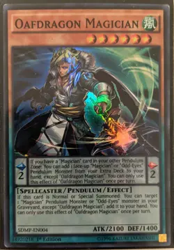 YuGiOh Oafdragon Magician Super Rare 1st Edition SDMP-EN004 - Image 1
