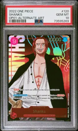 2022 ONE PIECE ROMANCE DAWN ALTERNATE ART #120 SHANKS PSA 10 - Image 1