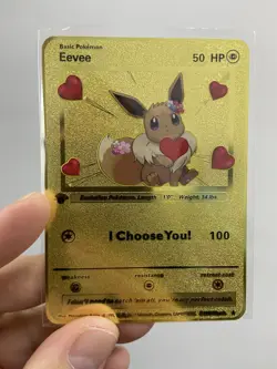 Gold Metal Eevee Pokemon Card-Collectible Gift Display！lovely‌ - Image 1