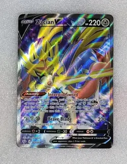 Zacian V 195/202 NM/M Full Art Sword Shield Base SWSH Pokemon TCG - Image 1