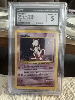 1999 Pokemon Mewtwo Base Set #10/102 Holo CGC 5 - Image 1